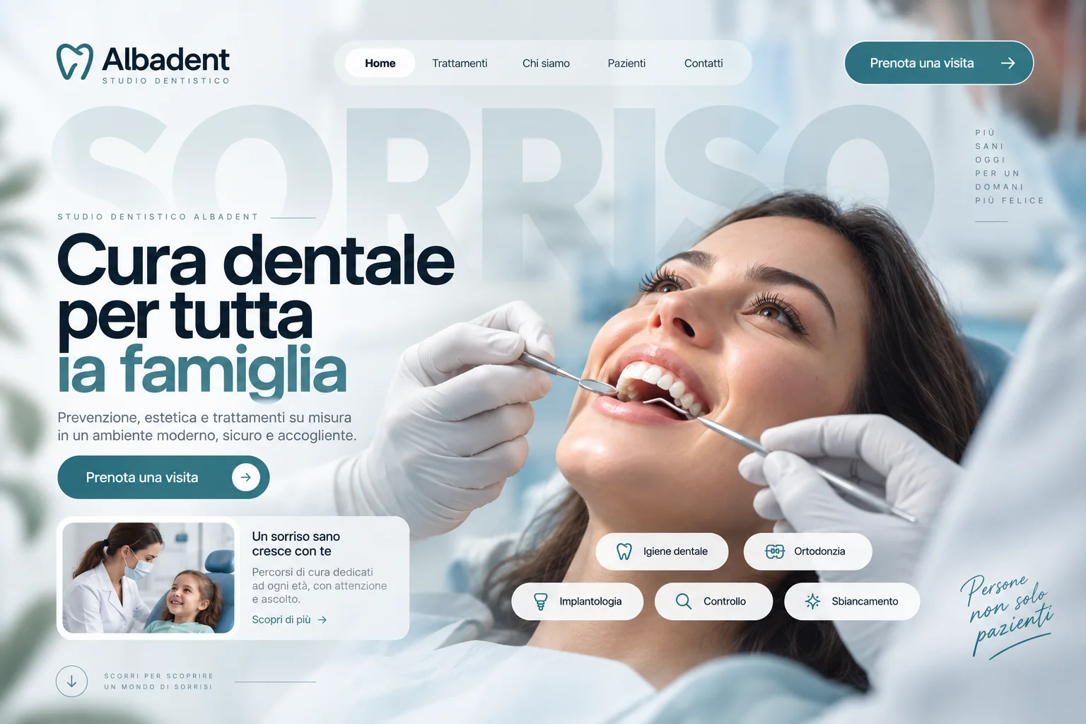Concept visuale di web design Albadent