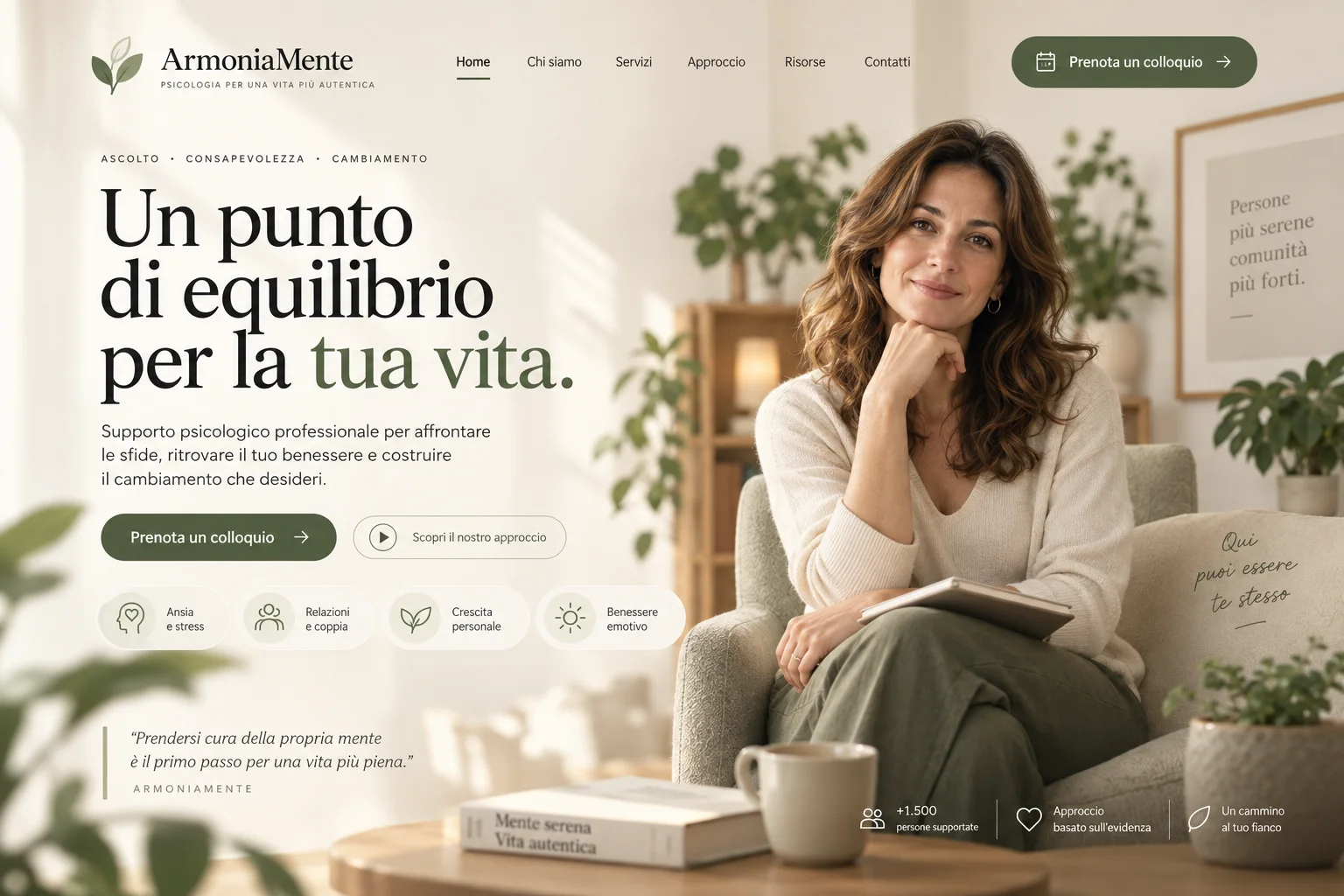 Concept visuale di web design Armoniamente