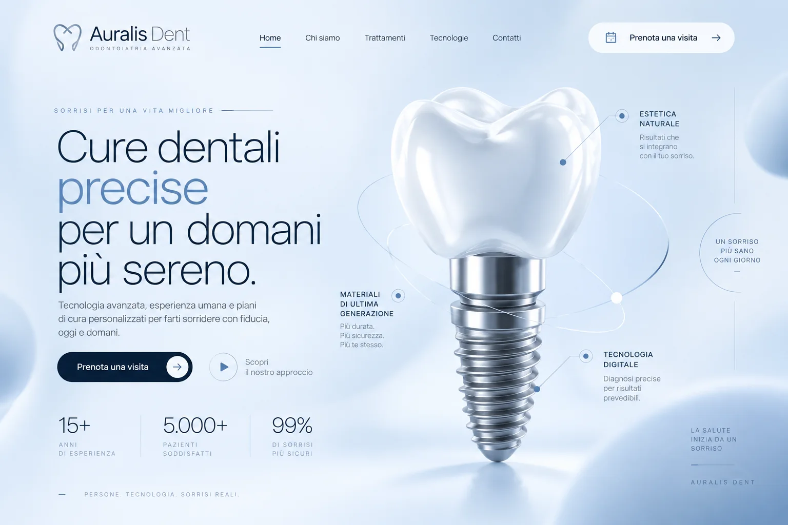 Concept visuale di web design Auralis Dent