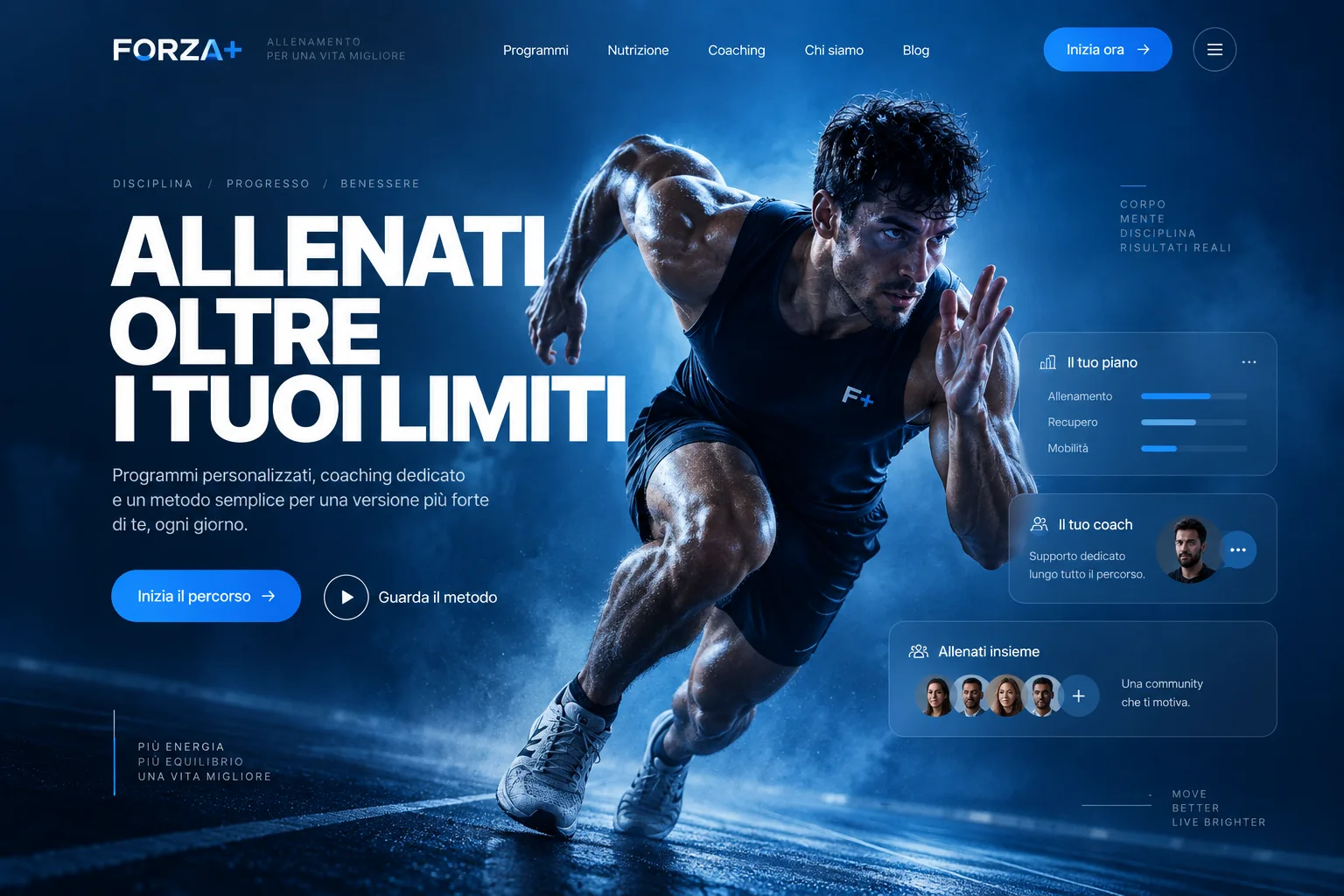 Concept visuale di web design Forza Plus
