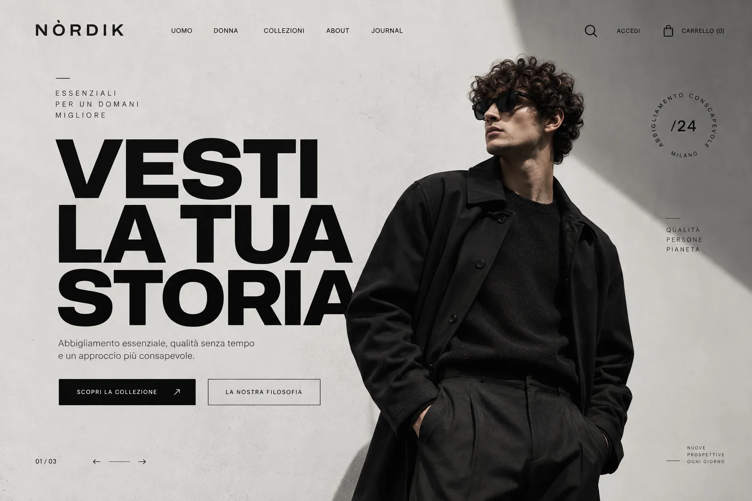 Concept visuale di web design Nordik