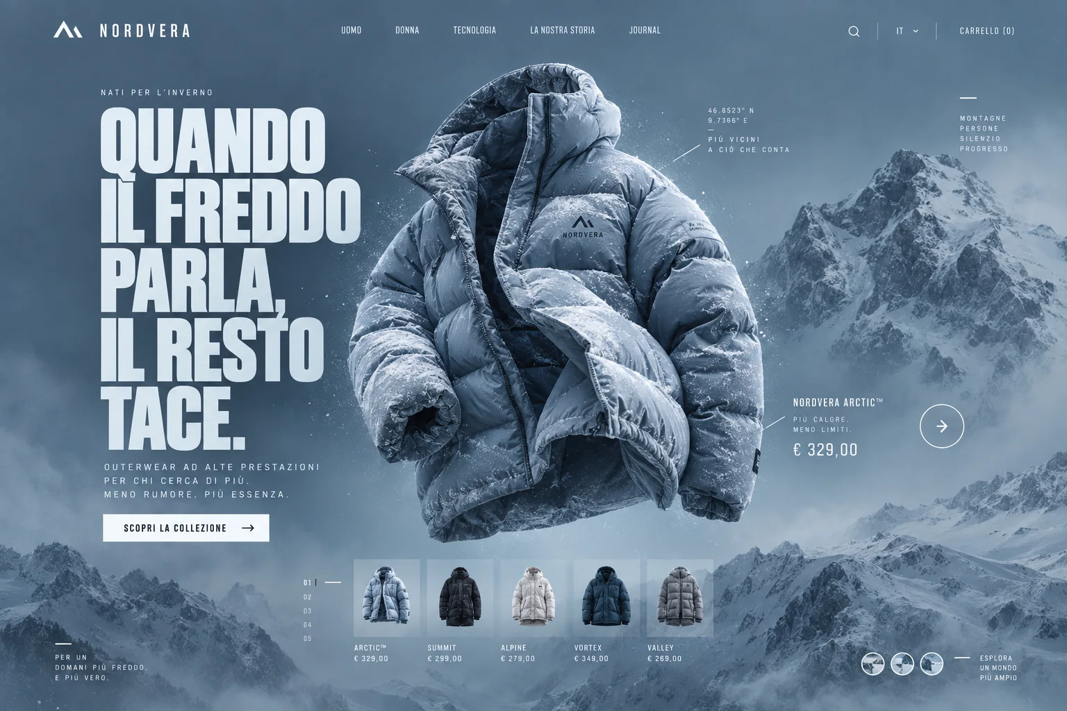 Concept visuale di web design Nordvera