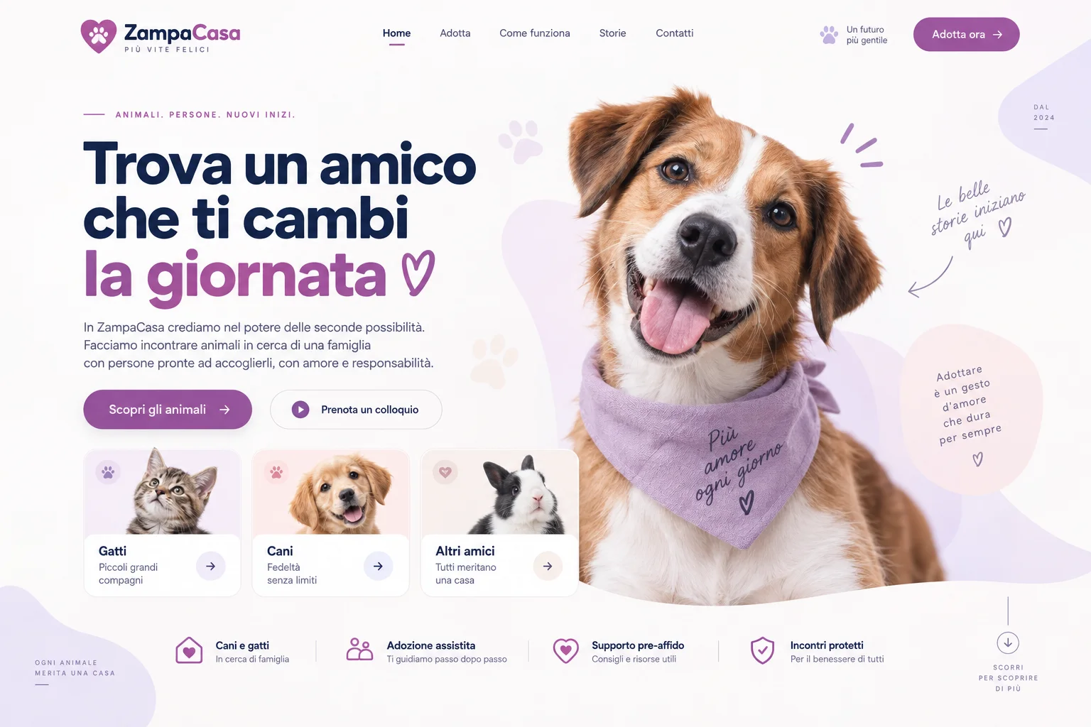 Concept visuale di web design Zampa Casa